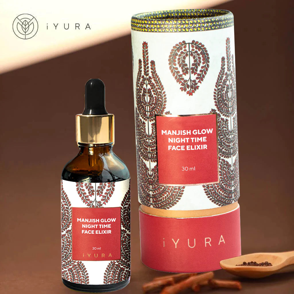 Manjish Glow Elixir - Ayurvedic Night-Time Face Oil - Natural Moisturizer for Healthy Skin Night-time face oil iYURA