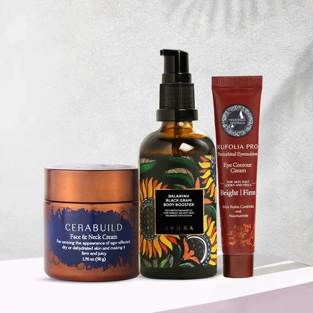 AyuRadiance Trio: Perfect Bundle to get Radiant Skin - Works best for Dry, Mature, Rough & Aging Skin with Pro Beauty set The Ayurveda Experience 