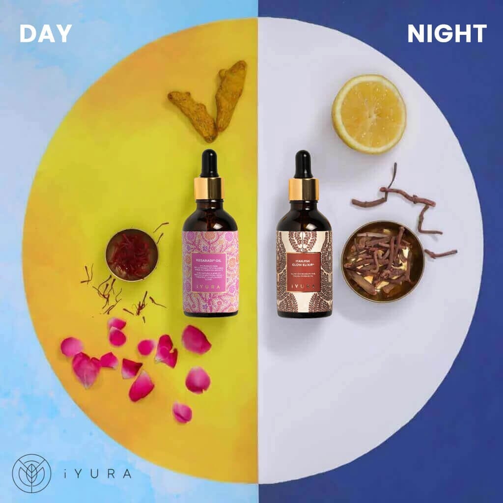 Day & Night Face Oil Duo - Best Moisturizer for Healthy Skin - Ayurvedic Natural Skincare Set 🎁🎁 Beauty set iYURA 