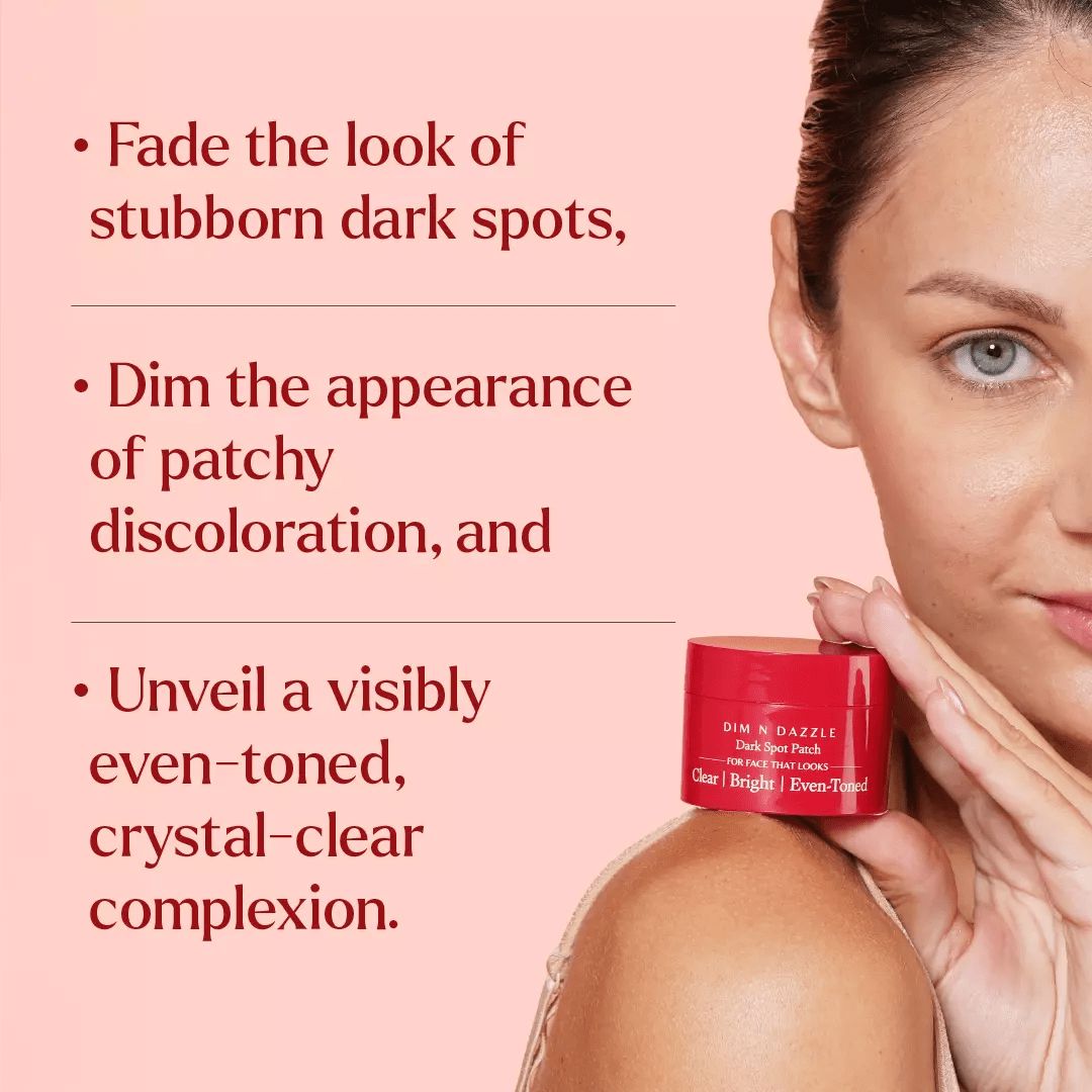 Dim N Dazzle Dark Spot Patch - Fades the Look of Stubborn Dark Spots & Patchy Discoloration— Powered with East Indian Globe Thistle, Chebulic Myrobalan, Niacinamide and Glycolic Acid— Best Dark Spot Patch For Hyper-Even, Crystal-Clear Complexion The Ayurveda Experience 