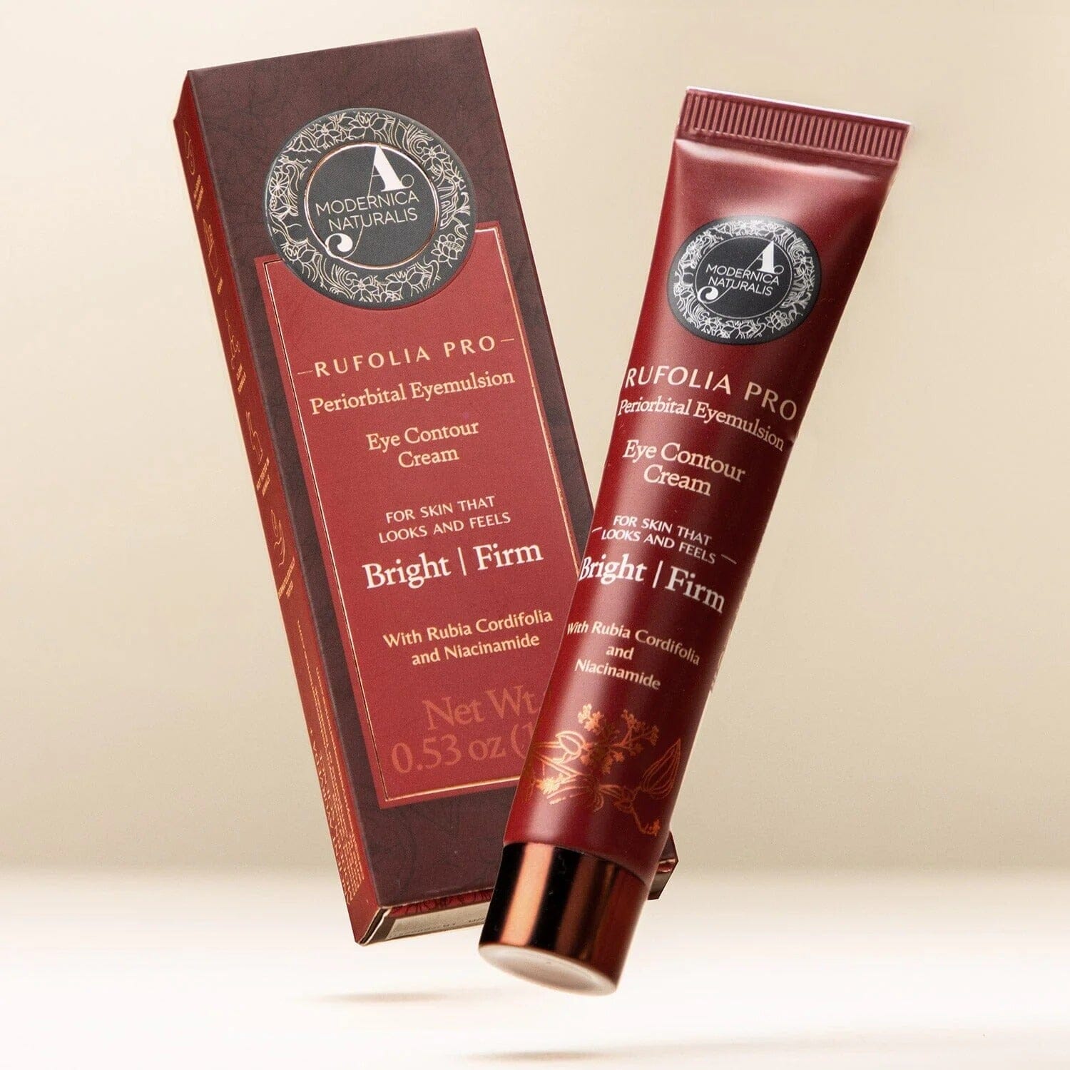 Rufolia PRO Periorbital Eyemulsion - Brighten, Soothe and Firm Under Eyes with Manjistha, Aloe Vera, Niacinamide and Hyaluronic Acid (Eye Contour Cream) Eye Cream A Modernica Naturalis 