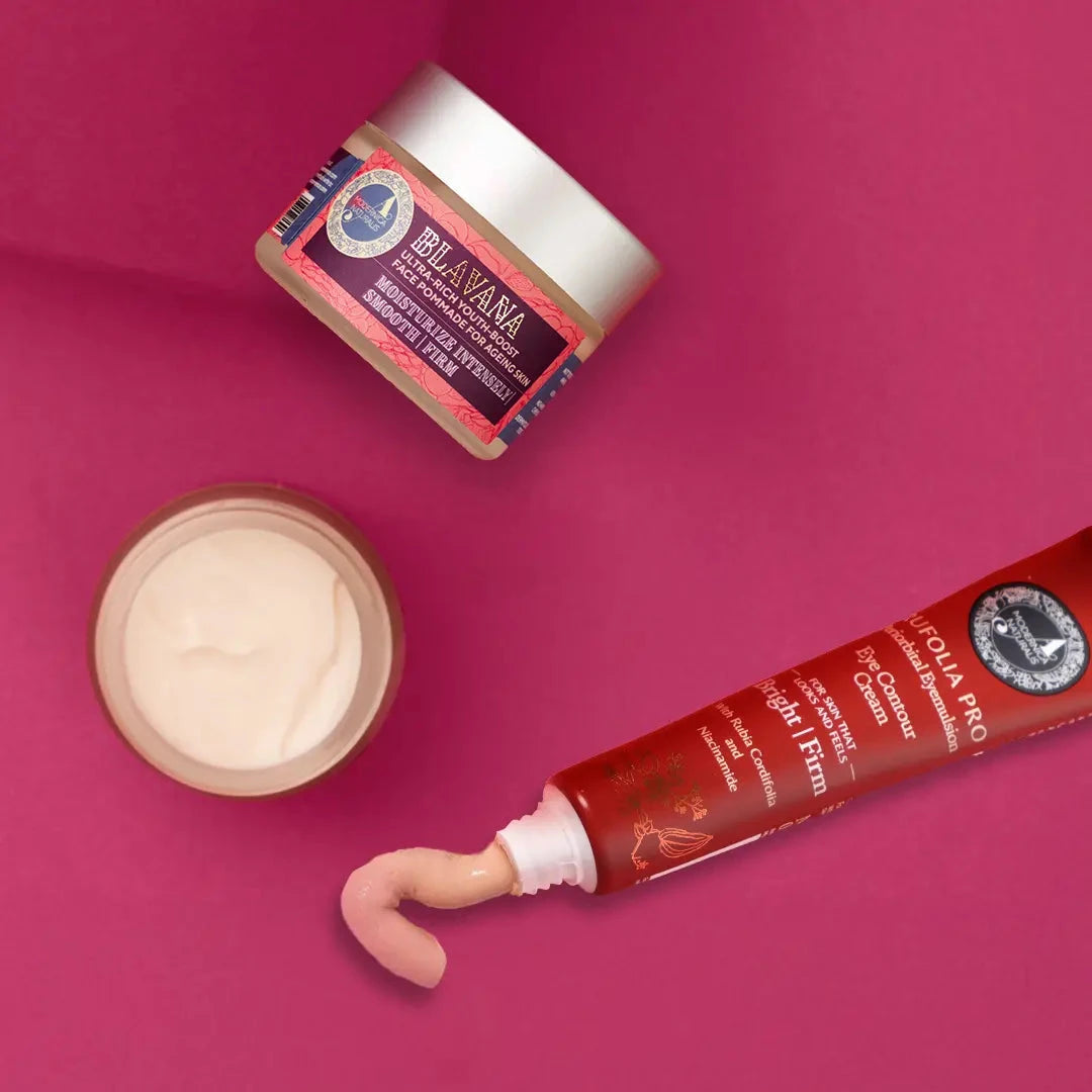 The Age-Hold Duo - Age-Defying Black Gram Face Moisturizing Cream and Brightening Under-Eye Cream for Mature Skin with Pro Beauty set A Modernica Naturalis 