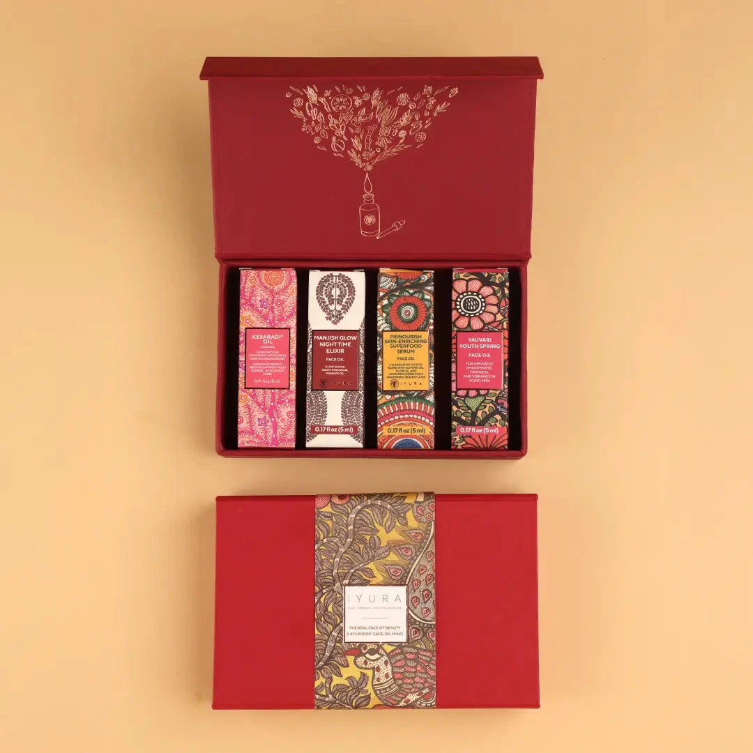The Real Face of Beauty – 4 Ayurvedic Face Oil Minis Trial Kit iYURA 