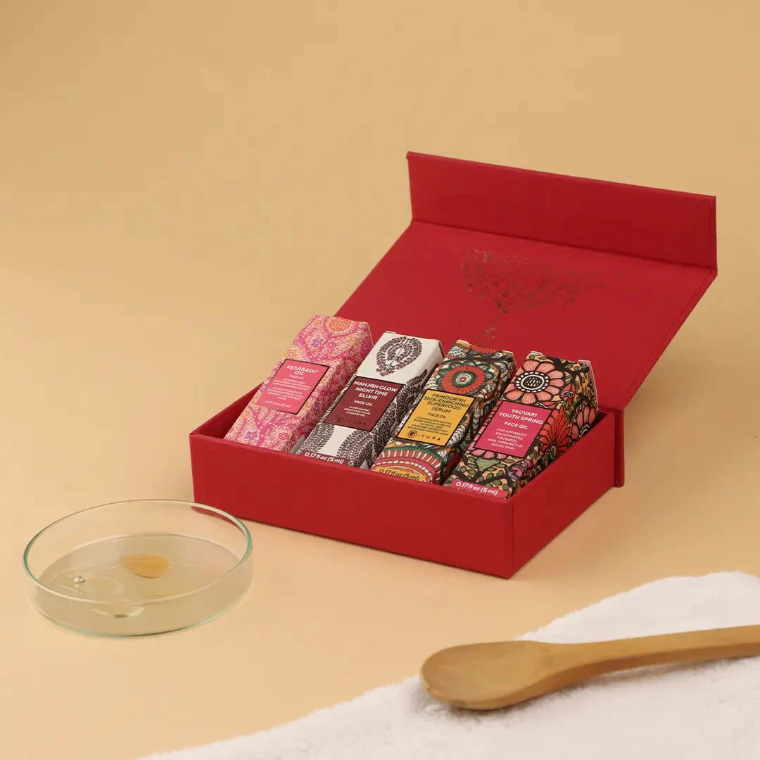 The Real Face of Beauty – 4 Ayurvedic Face Oil Minis Trial Kit iYURA 