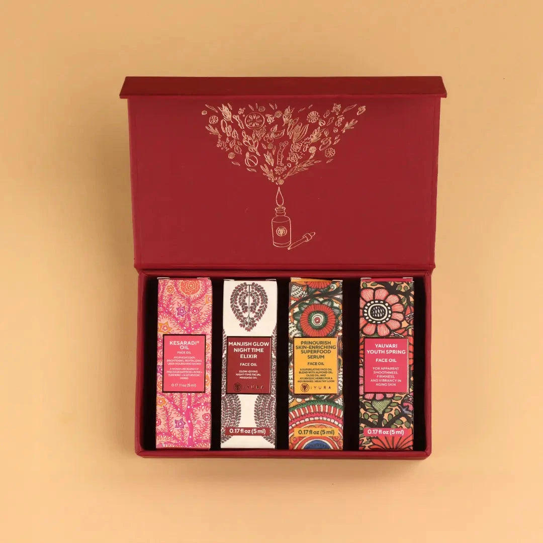 The Real Face of Beauty – 4 Ayurvedic Face Oil Minis Trial Kit iYURA 